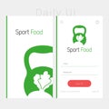 Green app design template with sport food